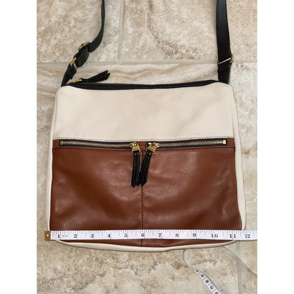 Fossil Elise Double Zip Black‎ Pebbled Leather Crossbody Shoulder Bag Purse - Picture 15 of 16